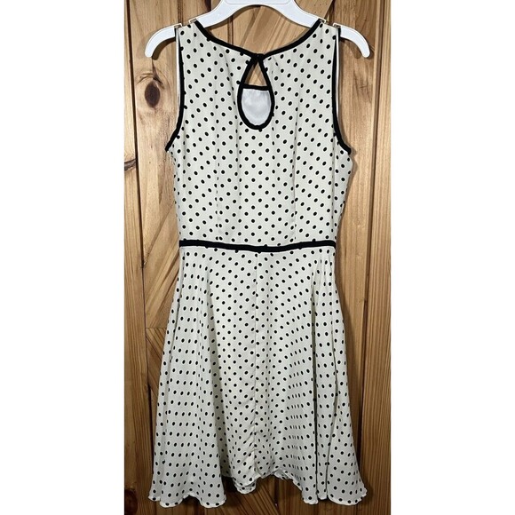 LC Lauren Conrad Sleeveless A Line Dress Size 2 Women’s Polka Dot Black White - Picture 8 of 13
